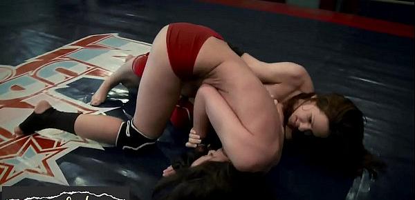  Athletic babe strapon fucked after wrestling